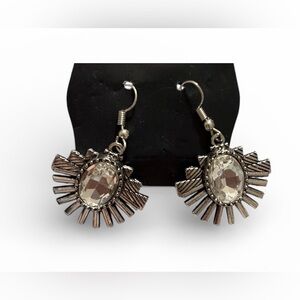 Vintage Earrings- Faceted Rhinestone Burst Dangled Earrings